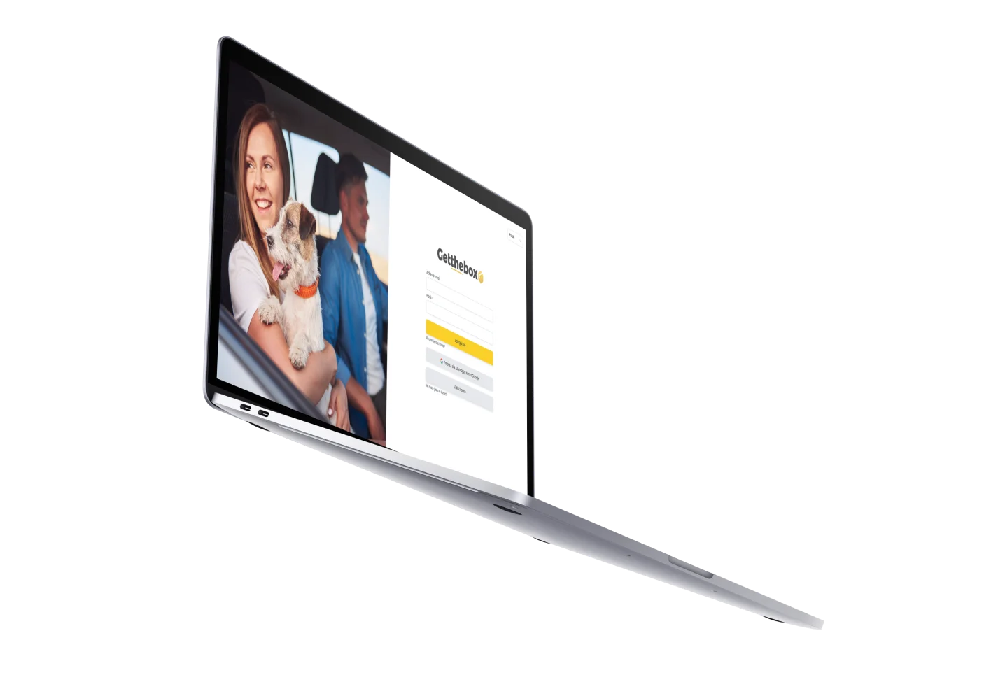 laptop with the application website